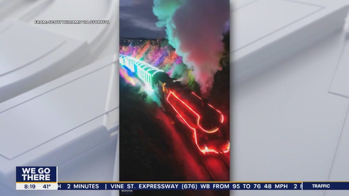 Watch: Train adorned with Christmas lights rumbles through southern England